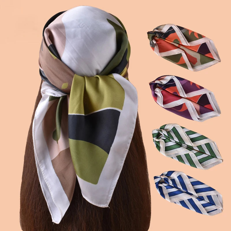 1pc Women's Camouflage Horse Head Print Thin Satin Silk-Like Square Scarf Bohemian Casual Neck Scarf Shawl Lightweight