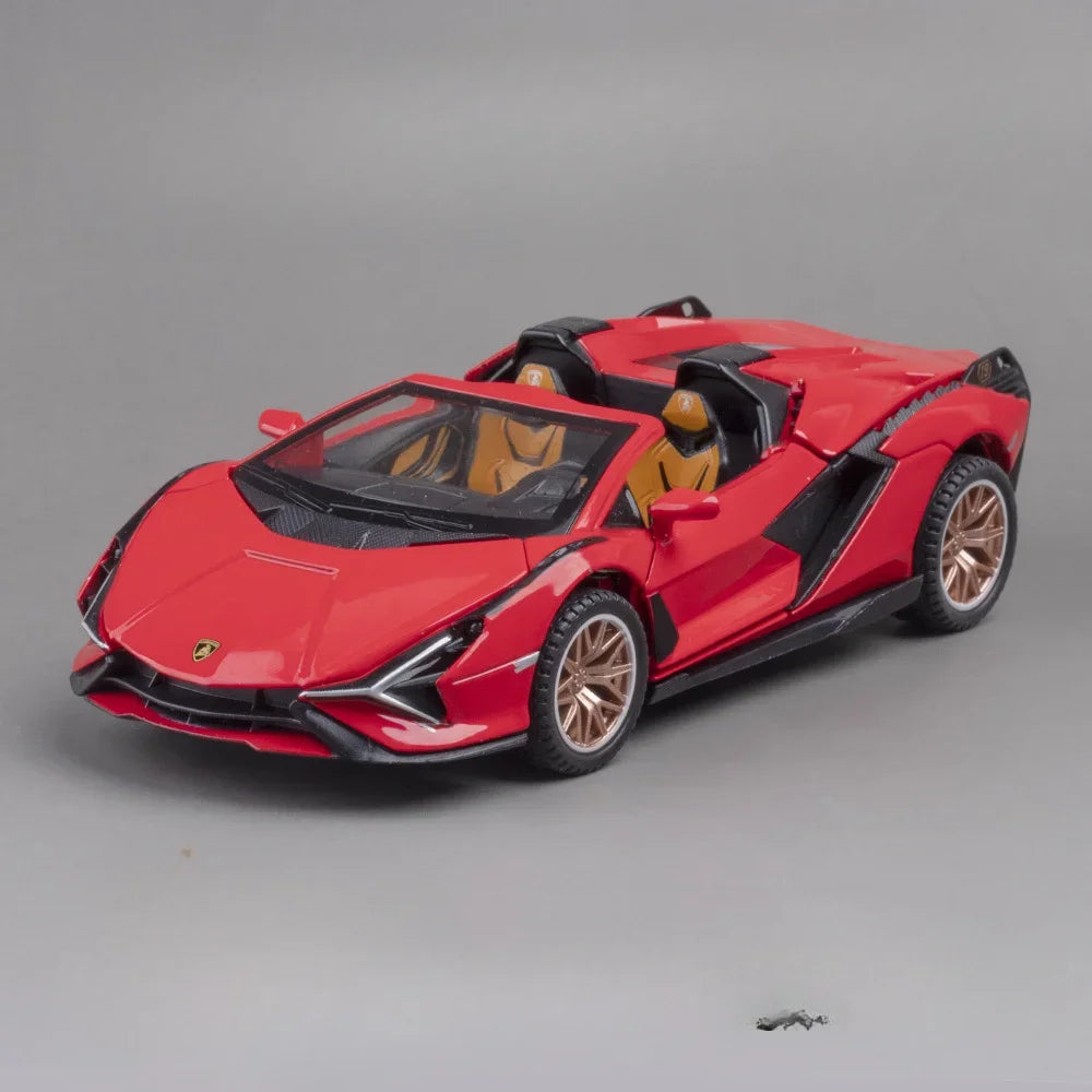 1/32 SIAN SCV12 Toys Car Model Alloy Diecast Sport Cars Metal Body Rubber Tires Doors Opened Sound Light Pull Back Gifts for Kid
