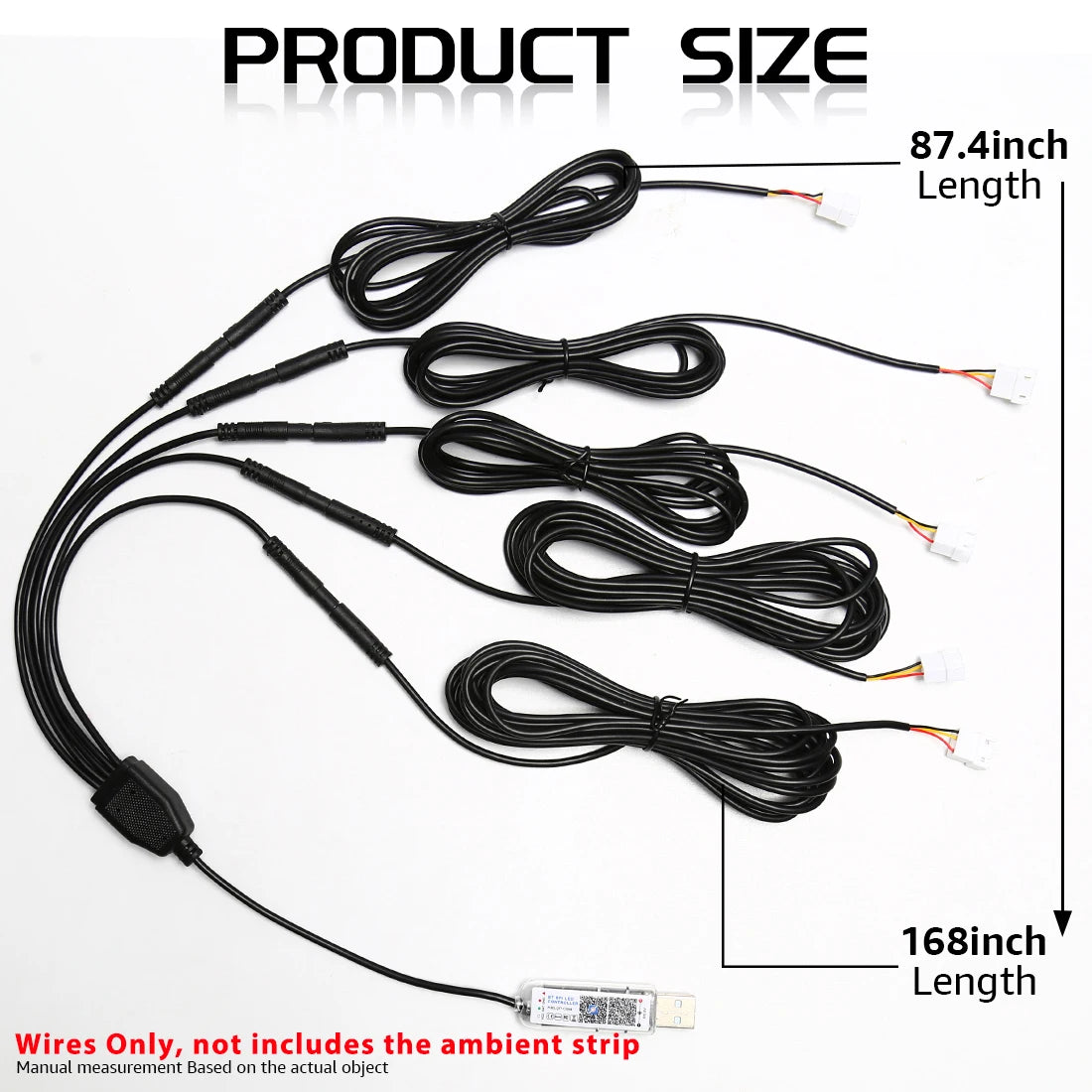 Vgetting 2 4 Meters 8-in-1 4in1 5in1 Car Ambient Lights Extension Wires Cables LED 140cm 120 110 90 75cm Acrylic Symphony Strips