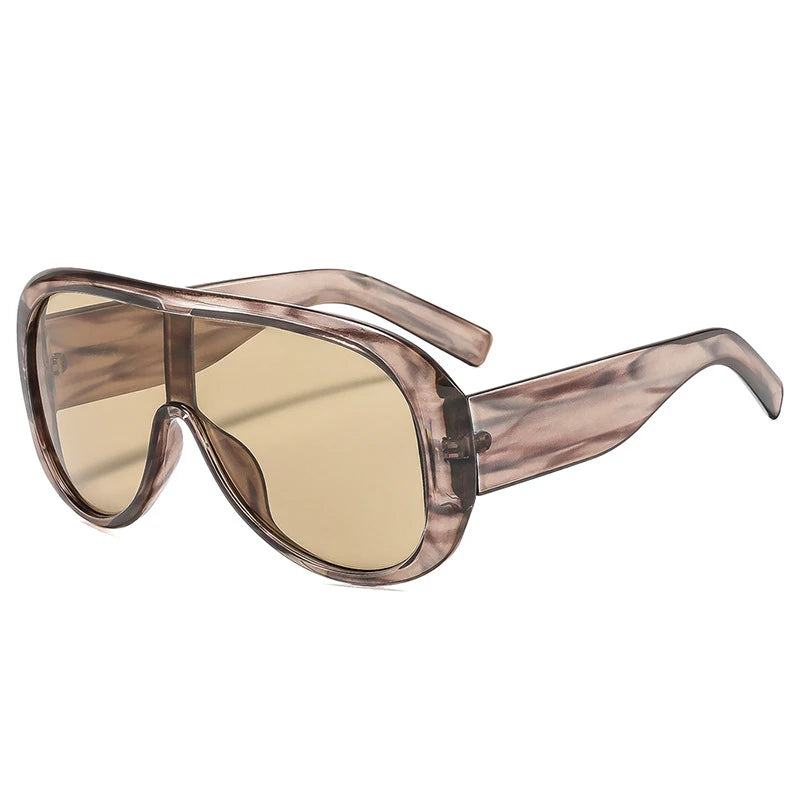 JNPCXI New Fashion Oversized One Piece Square Women Sunglasses Gray Stripe Shades Men Trending Outdoor Sun Glasses UV400