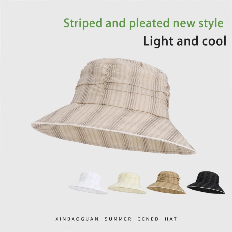 6145-New summer women's pleated sun-protective hat - versatile wide-brimmedfishermanhatfor outdoor activities,makingyourfacelook