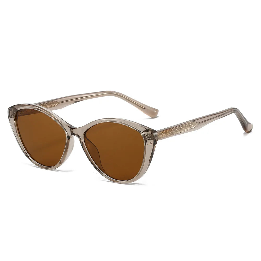 JNPCXI New TR90 Cat Eye Men Sunglasses Shades UV400 Fashion Green Oval Lens Women Punk Sun Glasses