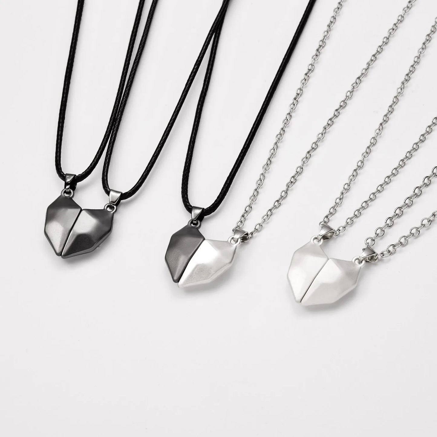 Minimalist Lovers Matching Friendship Love Heart Pendant Necklace Magnetic Distance Couple Necklace Jewelry Anniversary Gift