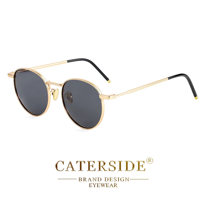 CATERSIDE New Retro Round Polarized Sunglasses Men Metal Small Frame Punk Sun Glasses Women Fashion Party Outdoor Driving UV400
