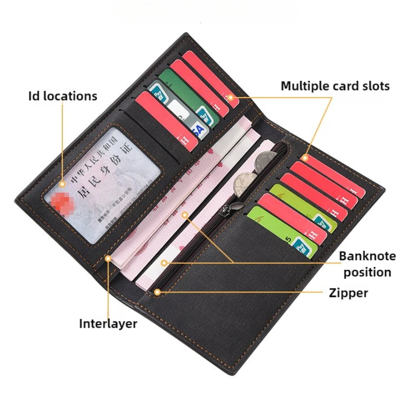 Men's Wallet Long Fashion Multiple Card Slots Men's Wallet Slim Long Thin Mens Luxury Wallet Designer Wallets Men with Coins Bag