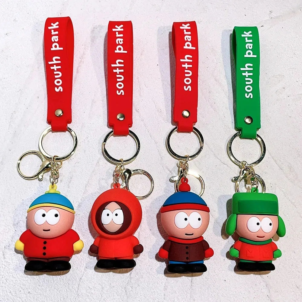 South Parkes Dolls Key Chains Anime Figure Key Ring Kawaii Bag Pendant Kids Toys