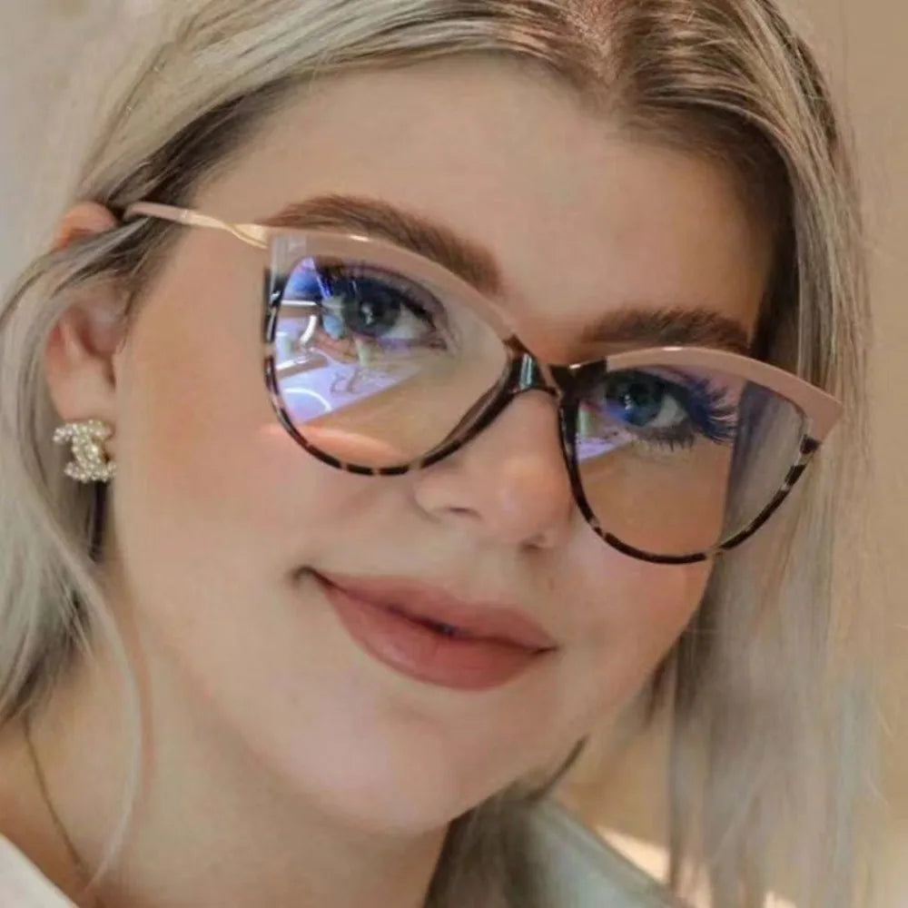 Aesthetic Glasses Replaceable Lens Eyeglasses Cat Eye Metal Frame Retro Eyeglasses