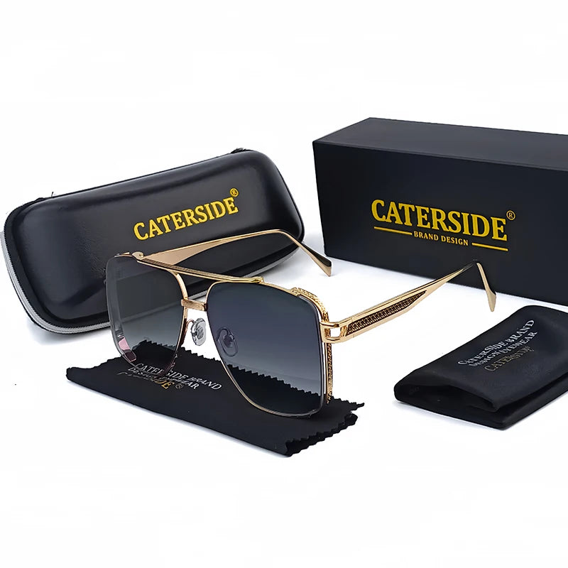 Caterside New Gradient Square Metal Frame Men's Sunglasses Fashion Vintage Women Sun Glasses UV400 Driving Fishing The Best Gift