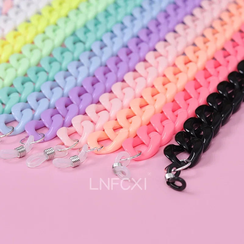 JNPCXI Retro Bright Acrylic Glasses Sunglasses Chain Straps Lanyards Blue Color Reading Glasses Hanging Neck Glasses Chain