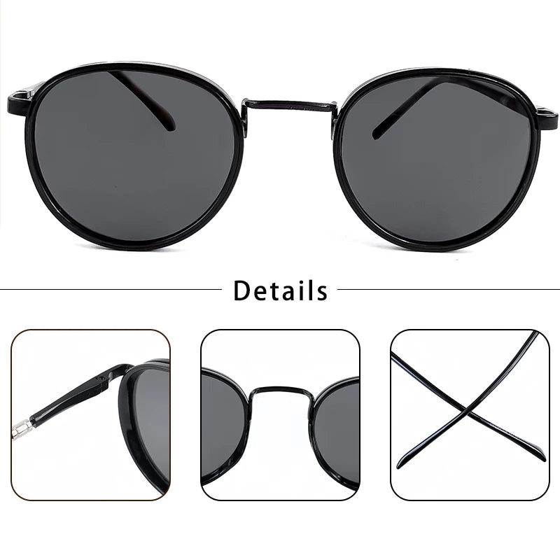 Caterside Vintage Polarized Round Sunglasses Men Steampunk TR Metal Frame Sun Glasses Women Driving Fishing Party Eyewear UV400