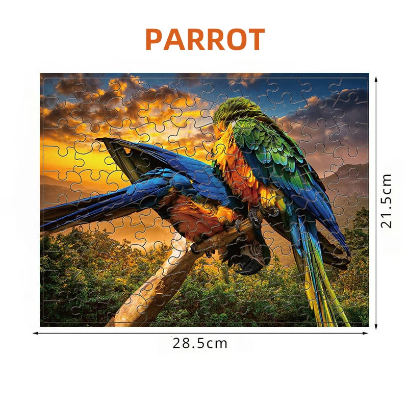 100 Pieces Jigsaw Puzzle Assembling Picture Cartoon Animals Parrot Decompression Puzzles Toy Educational Gifts