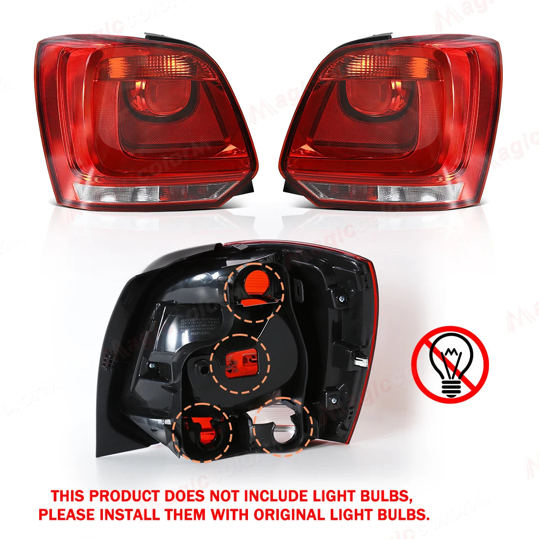 For Volkswagen VW Polo 6R 2009 2010 2011 2012 2013 2014 Taillights Brake Rear Tail Lights Assembly Car Accessories 12V No Bulbs