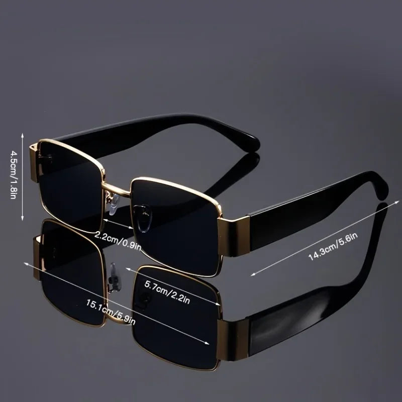 Luxury Vintage Style Large Frame Glasses - Golden & Black, High-Quality Polycarbonate Lenses, Ideal for Men & Women