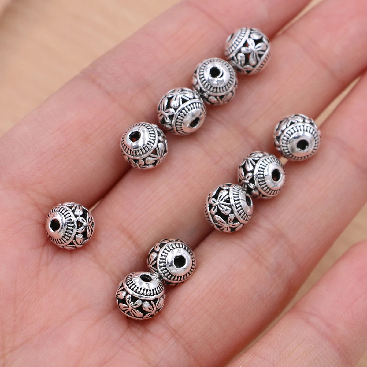 10Pcs Antique Silver Plated Hollow Butterfly Loose Spacer Beads for Jewelry Making Bracelet Accessories 8mm