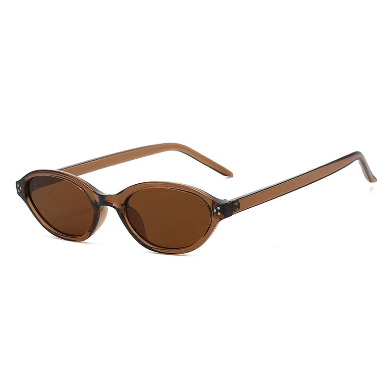 JNPCXI New Fashion Small Oval Sunglasses Women Ins Popular Retro Rivets Men Candy Color Punk Sun Glasses Clear Lens Frame UV400