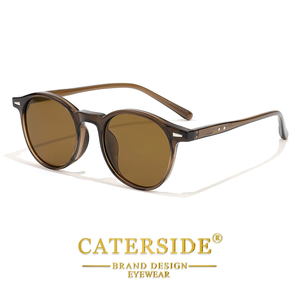 CATERSIDE Men's Fashion Polarized Sunglasses Round Frame Design TAC Lens Sun Glasses Women Outdoor Driving Travel Eyewear UV400