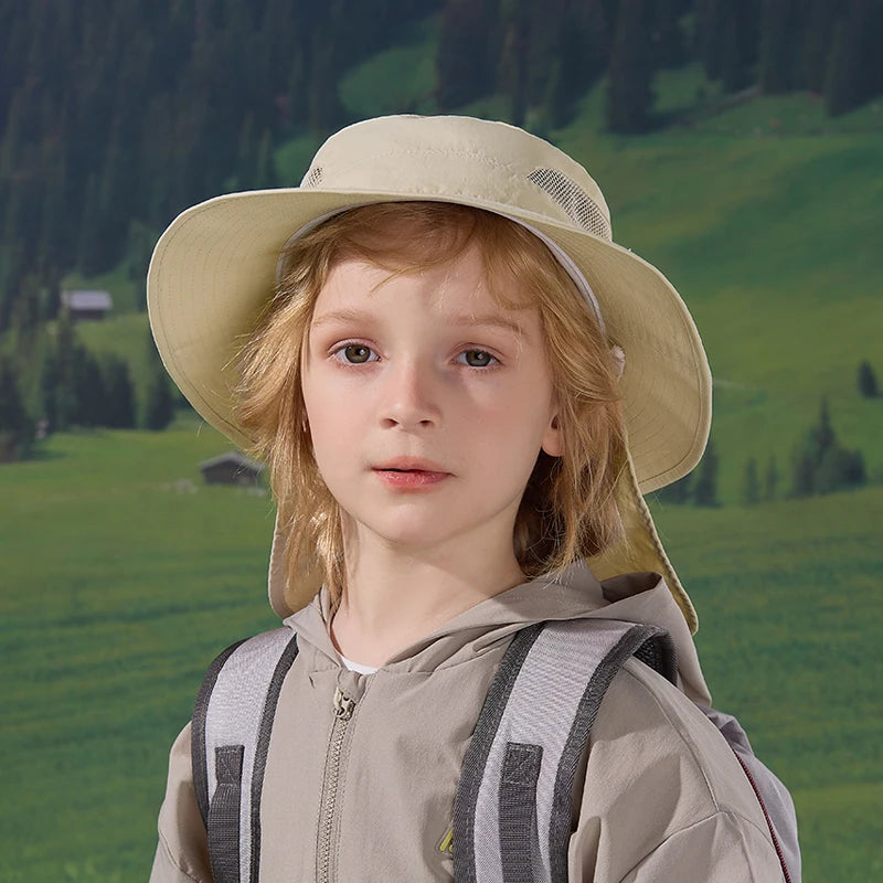 1210Quick-drying l Children's Bucket Hats Kids Wide Brim Beach UV Protection Outdoor Essential Sun Caps