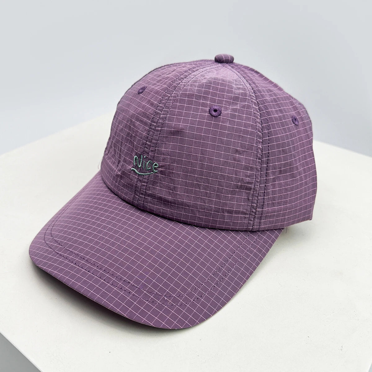 New Unisex Embroidered Nice Letters Simple Baseball Hats Breathable Quick Drying Sunshade Peaked Caps Versatile Small Lattice