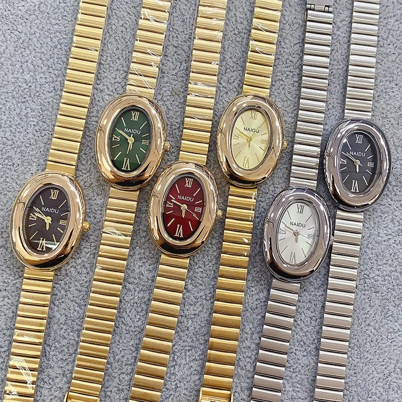 Luxury Brand Gold Oval Women Quartz Watch Fashion Casual Steel Band Wristwatch Ladies Watches Montre Femme Gifts Dropshipping