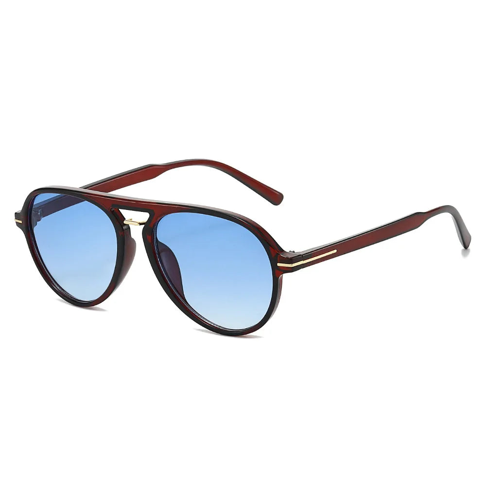 JNPCXI New Fashion Pilot Sunglasses Women Double Bridges Shades Retro Men Candy Color Gradient Trending Sun Glasses UV400