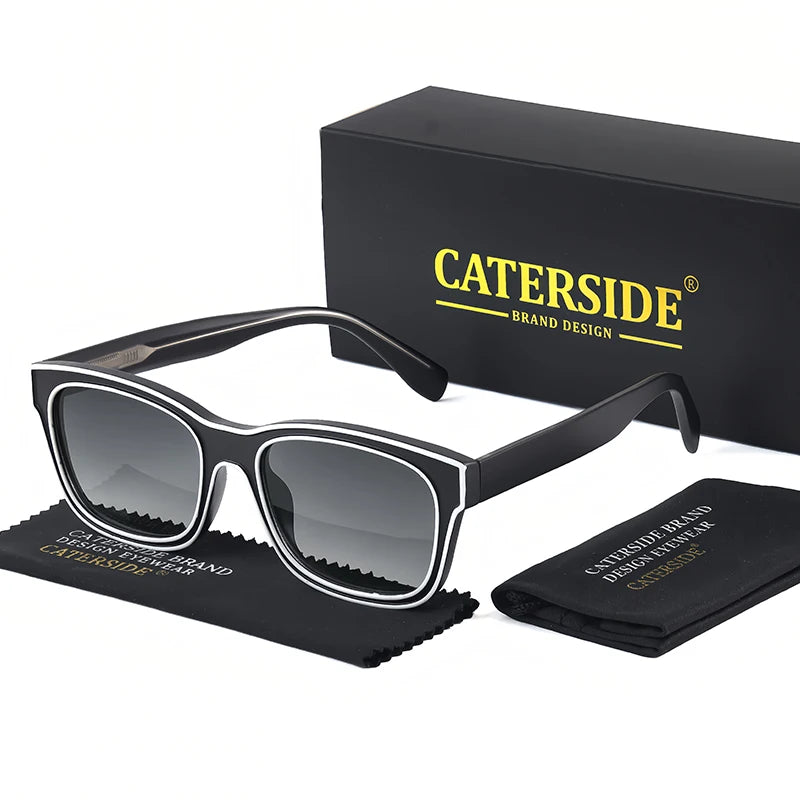 CATERSIDE Retro Square Men's Sunglasses Punk Big Frame Brand Designer Sun Glasses Women's Travel Shopping Casual Eyewear UV400