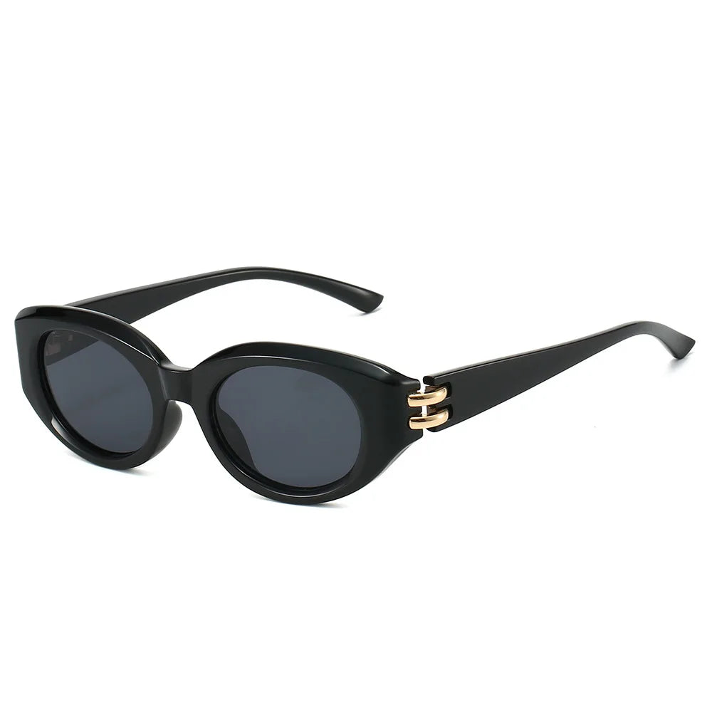 JNPCXI New Fashion Cat Eye Women Sunglasses Shades UV400 Retro Small Oval Black Men Outdoor Sun Glasses