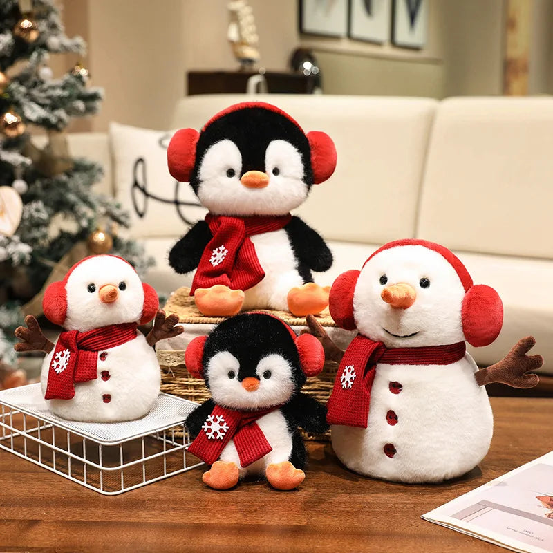 20/28cm Winter Series Plush Toy Snowman Penguin Plush Doll Soft Stuffed Animal Doll Festive Atmosphere Decor Kid Gift