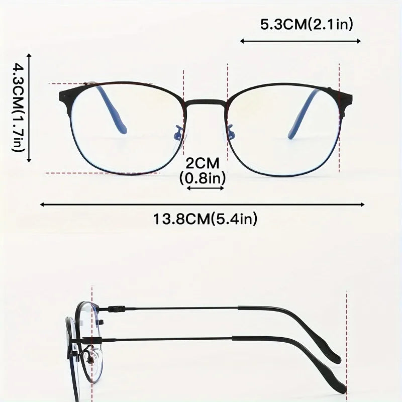 Ladies' Ultra Light Anti Blue Light Glasses Simple Square Frame Metal Hinge Design, Suitable for Digital Screens and Casual Wear