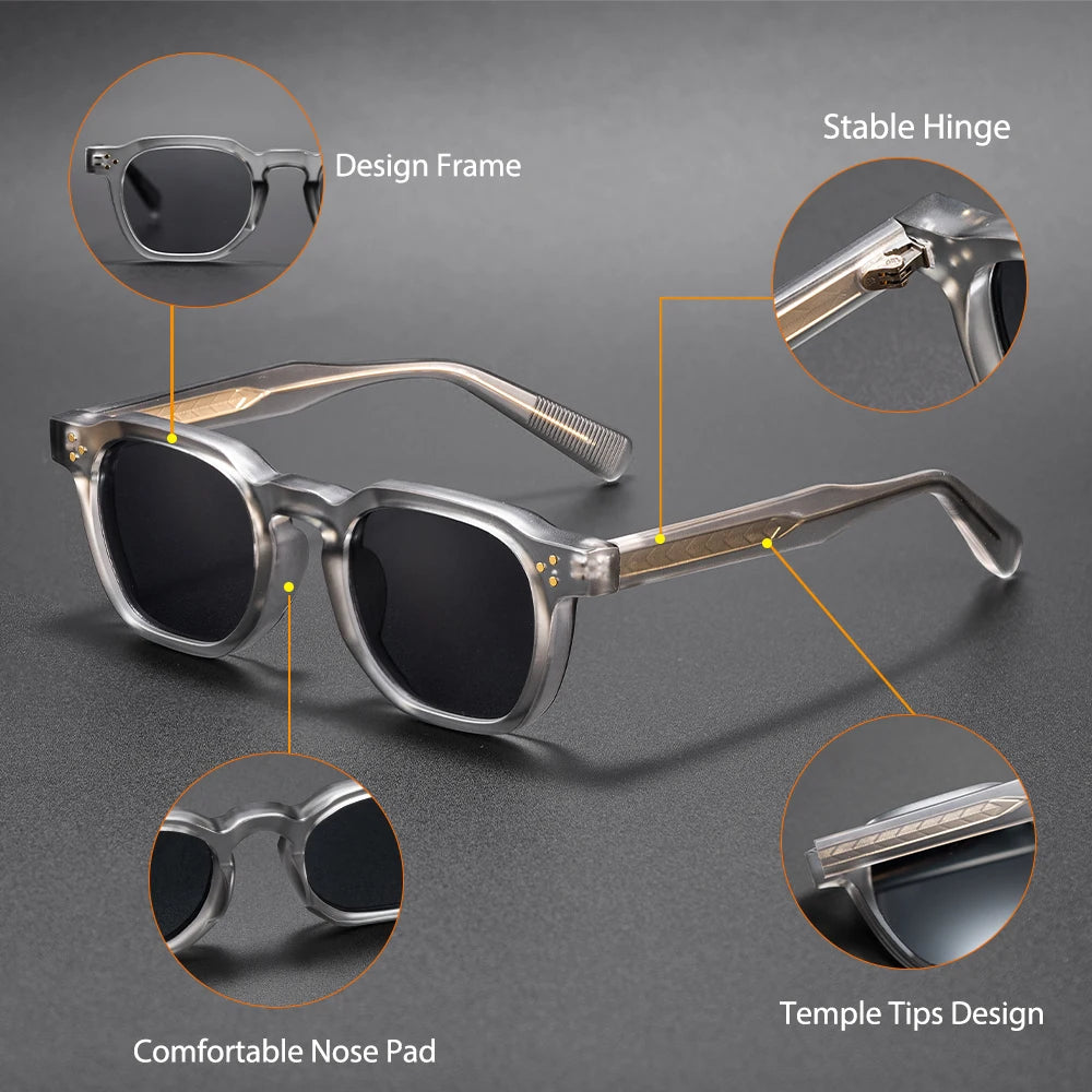 CATERSIDE New Square Men's Sunglasses Personalized Temple Tips Design Sun Glasses Women's Travel Party Eyewear Festival Gift