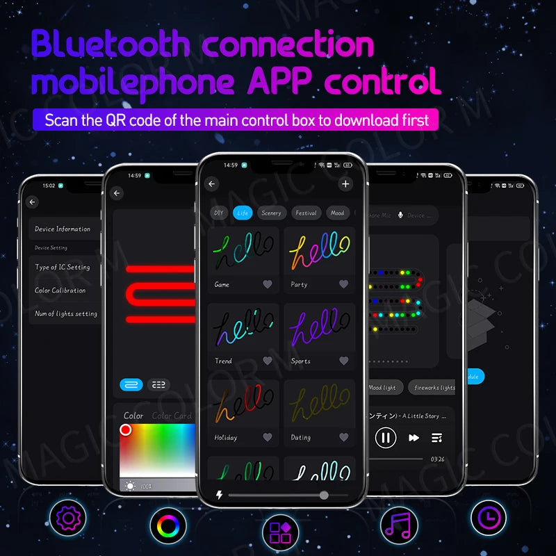 Car Ambient Lights Universal LED Symphony RGB Atmosphere Lamp 64 Colors Acrylic Strip APP Control Remote for Tesla Model 3 Y S X