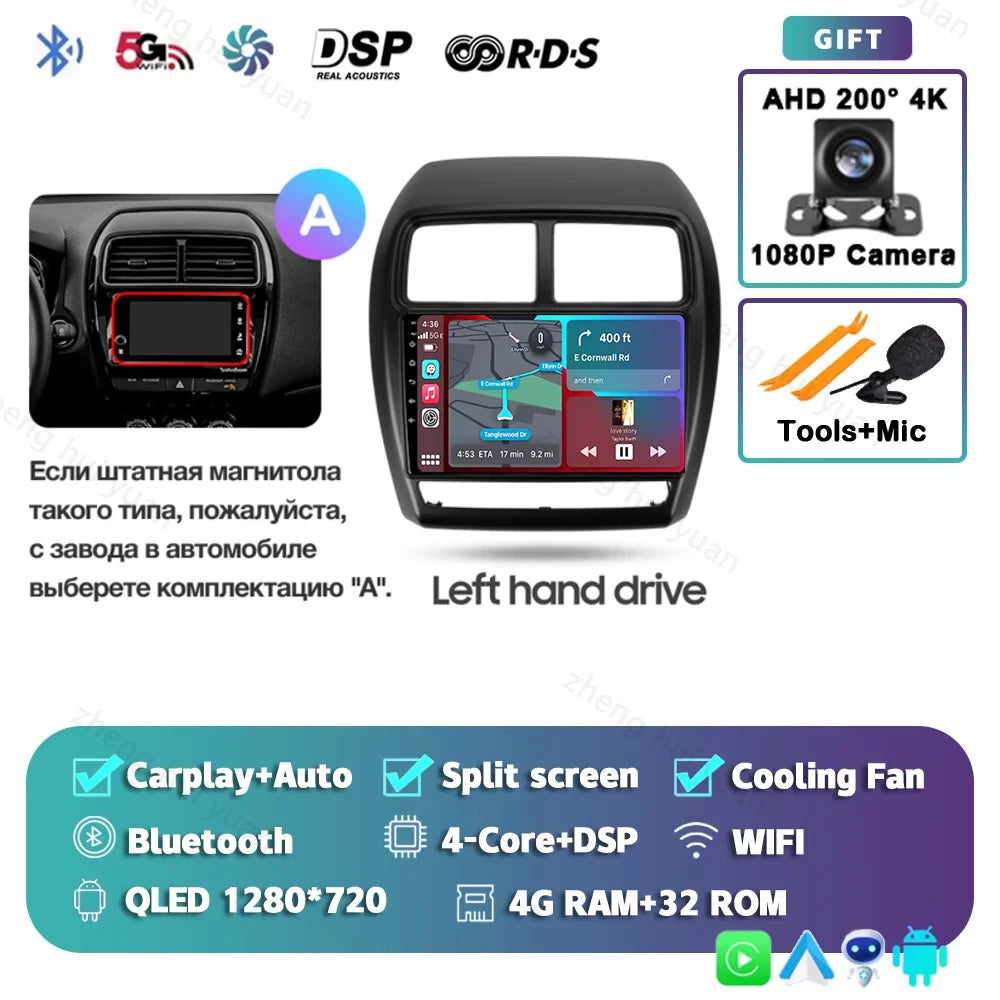 For Mitsubishi ASX 1 2016 - 2023 Android 15 CarPlay Auto Car Radio Multimedia Video Player Navigation stereo GPS carplay+auto
