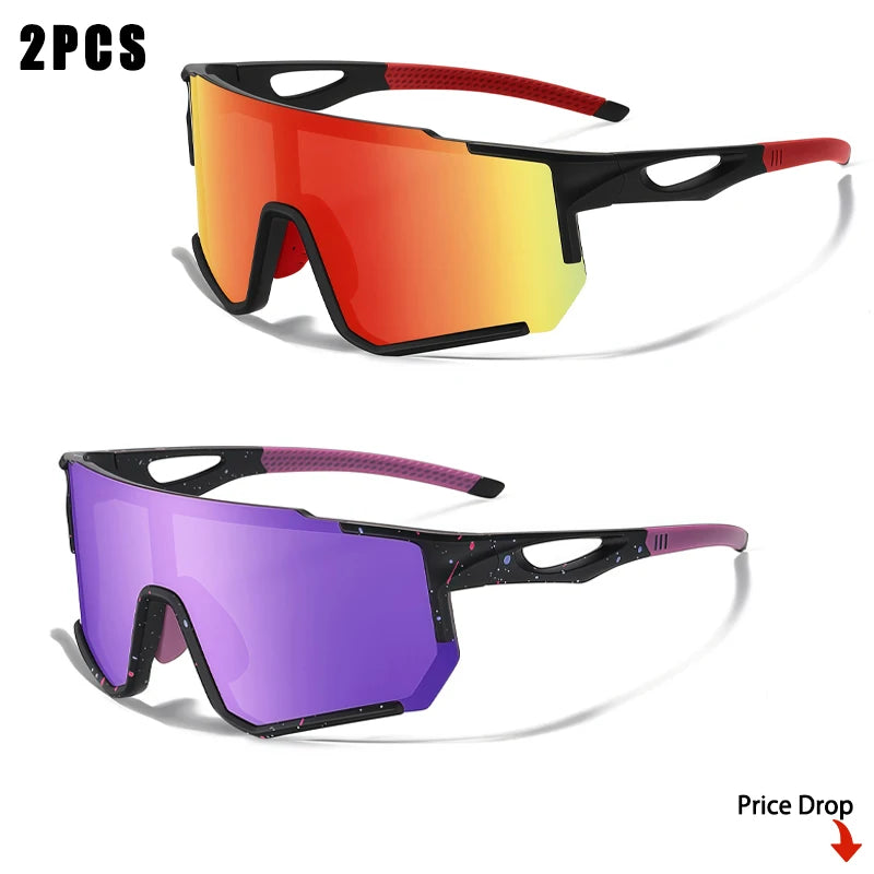 CATERSIDE 1/2/3PCS  Men Polarized Sunglasses Skiing Glasses Women Cycling Sports Outdoor Activities UV400 Protection