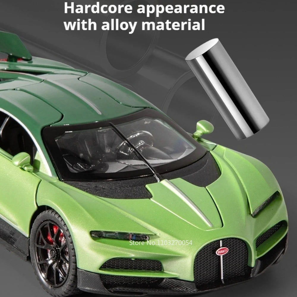 1:24 Tourbillon Atlantic Alloy Miniature Sportscar Model Diecast Toys Sound Light Pull Back Doors Opened Vehice Collect Ornament