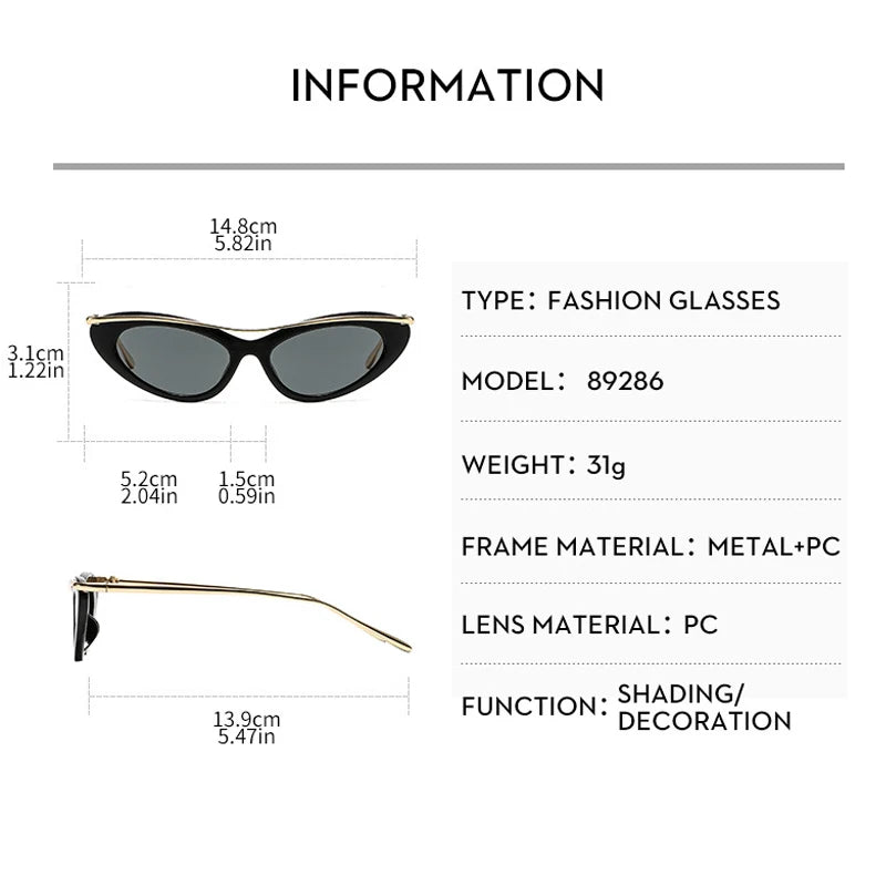 JNPCXI New Small Cat Eye Retro Sunglasses Women Fashion Brand Design Gradient Shades UV400 Men Punk Sun Glasses