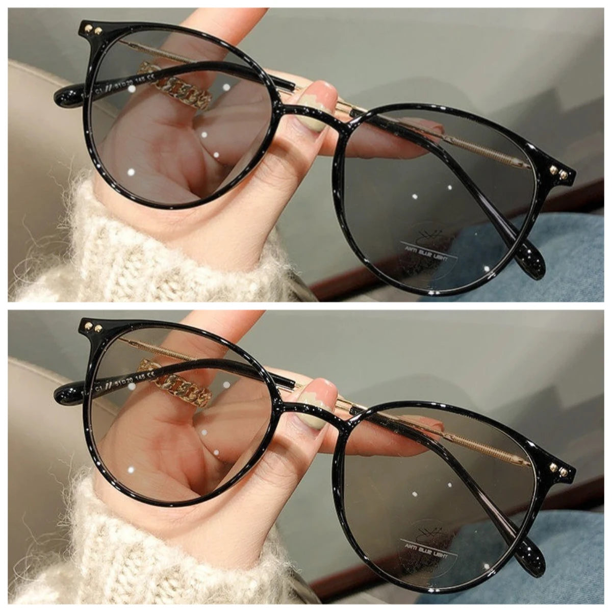 2PCS Photochromic Anti Radiation Metal Computer Glasses Anti Blue Light Eyeglasses for Women/Men