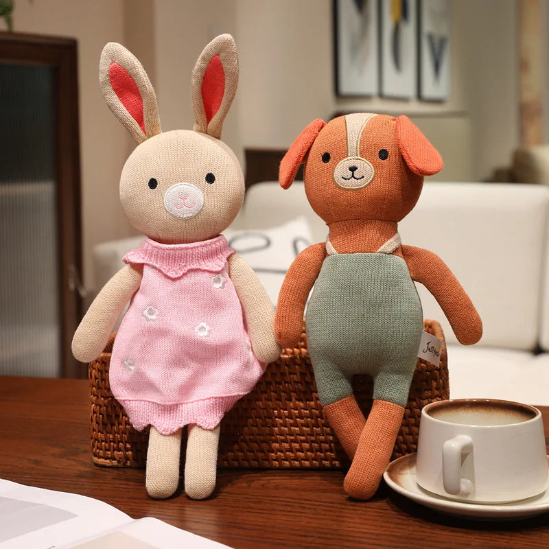 1pc 30cm Cute Rabbit Wear Cloth With Dress Plush Toy Stuffed Soft Animal Dolls Panda Cat Dog For Baby Birthday Gift