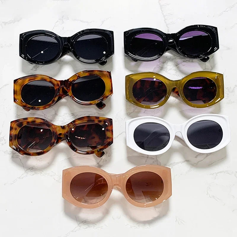 JNPCXI Fashion Oversized Oval Women Sunglasses Retro Jelly Color Orange Leopard Shades UV400 Men Gradient Sun Glasses