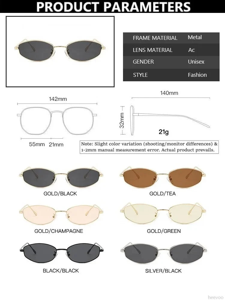 JNPCXI Fashion Small Cat Eye Metal Sunglasses Men Women Outdoor Sun Glasses Vintage Triangle Irregular Design Punk Eyeglasses