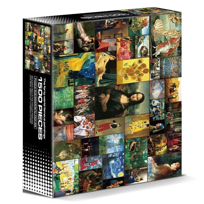 80*60cm 1500pcs Paper Jigsaw Puzzle The Forty World Famous Paintings Figure Statue Painting Stress Reducing Toys Christmas Gift
