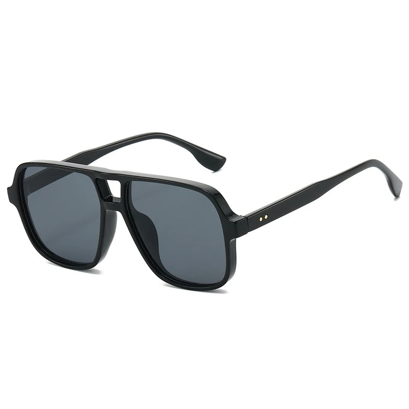JNPCXI New Double Bridges Square Sunglasses Women Fashion Gradient UV400 Retro Rivets Candy Color Trending Men Sun Glasses
