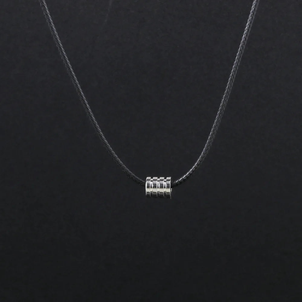 Thin Leather Necklace for Men Boys,Cool Genuine Leather Collar with Stainless Steel Tube,Punk Hip Hop Jewelry Gifts