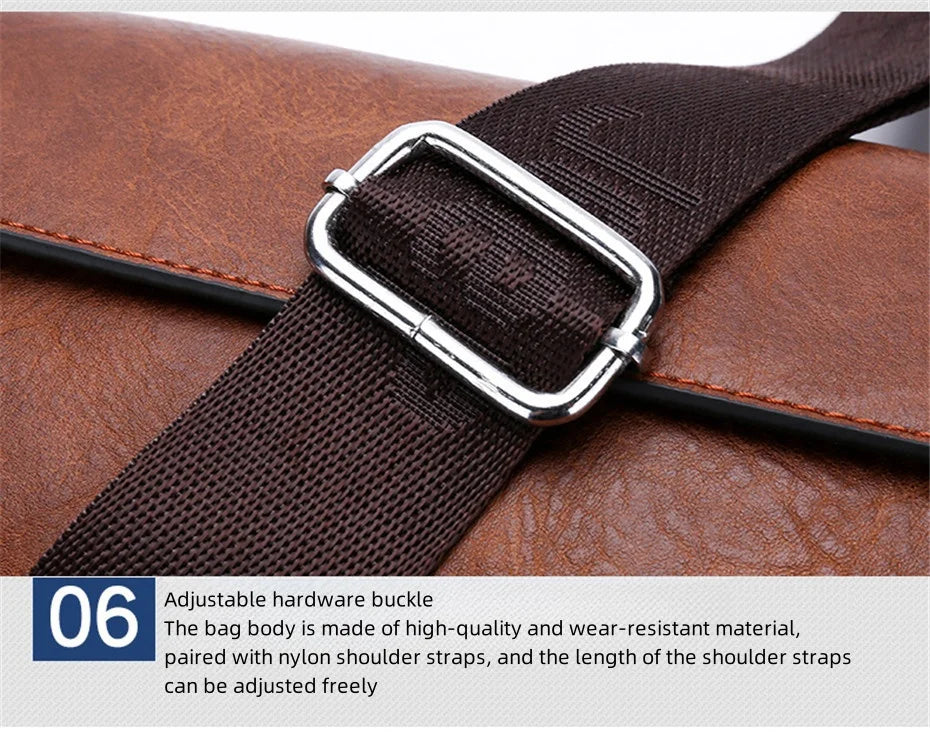 JEEP BULUO Brand Small Men Buckle Bags Leather Shoulder Crossbody Totes Handbags