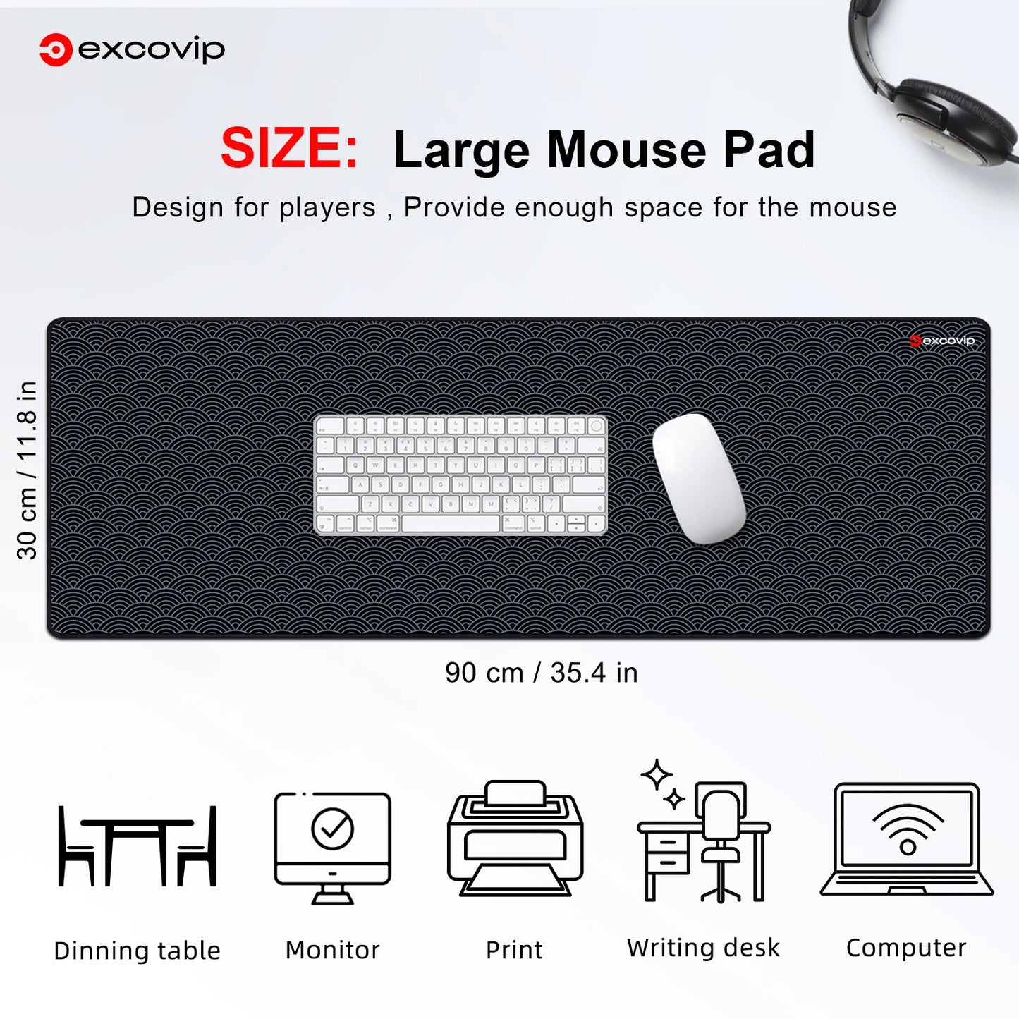 EXCO Gaming Mouse Pad Large Extended Computer Desk Mat Keyboard Mousepad with Stitched Edge Non-Slip Rubber Base for Home Office