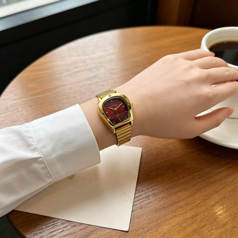 High-Quality Carefully Selected Women Watch French Style Exquisite Golden Arch Design Watches Elegant Ladies Clock Montre Femme