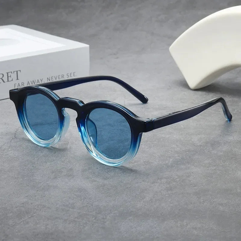 JNPCXI New Round Sunglasses Women Men Punk Shades Retro Trending Sun Glasses Clear Lens Frame UV400 Female