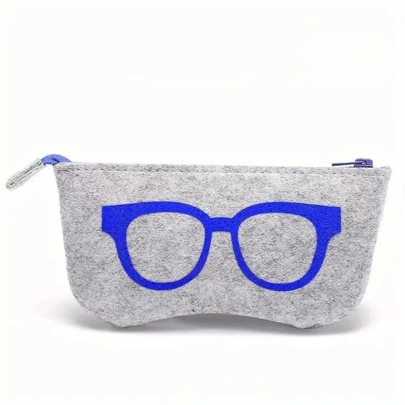 1pc Chic Soft Felt Glasses Pouch,Colorful Eye Design, Portable,Durable Fashion Glasses Case with Zipper Closure for Men & Women
