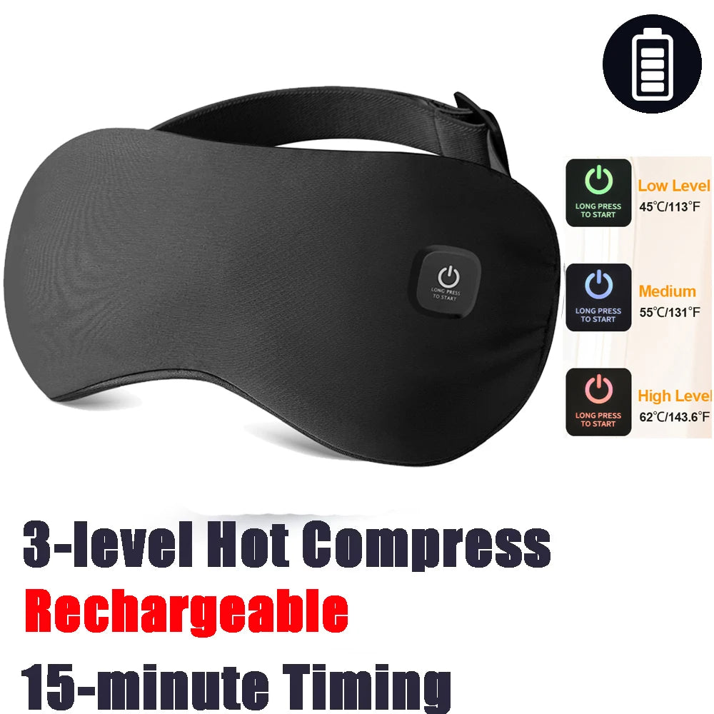 Electric Heated Eye Mask 3D Eye Mask for Dry Eyes Dark Circles Shading Sleeping Hot Compress Eye Mask Adjustable Sleep Eye Mask