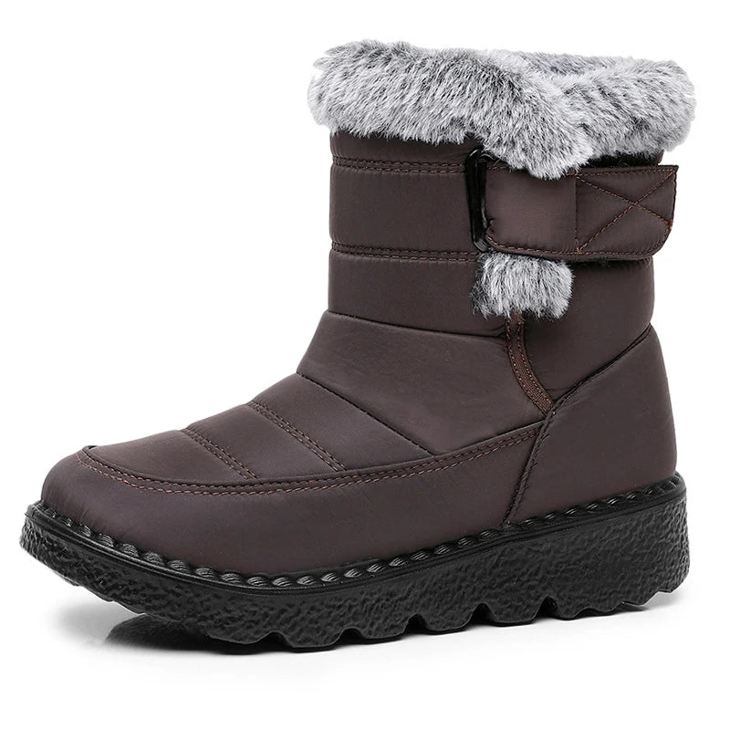 2026 Anti Slip Waterproof Snow Boots Women Faux Fur Platform Winter Ankle Boots Woman Plus Size 43 Thick Plush Cotton Booties