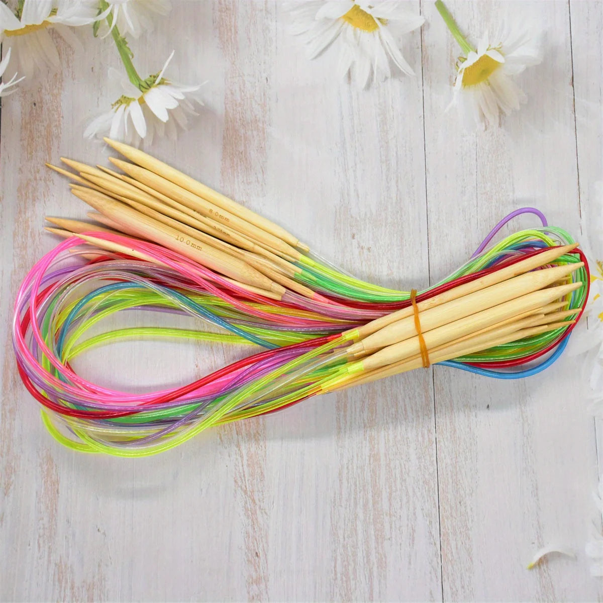 Multicolor Tube Circular Carbonized Bamboo Circular Knitting Needles 2mm-10mm Crochet Hooks Set Sewing Tools For Weave DIY Craft