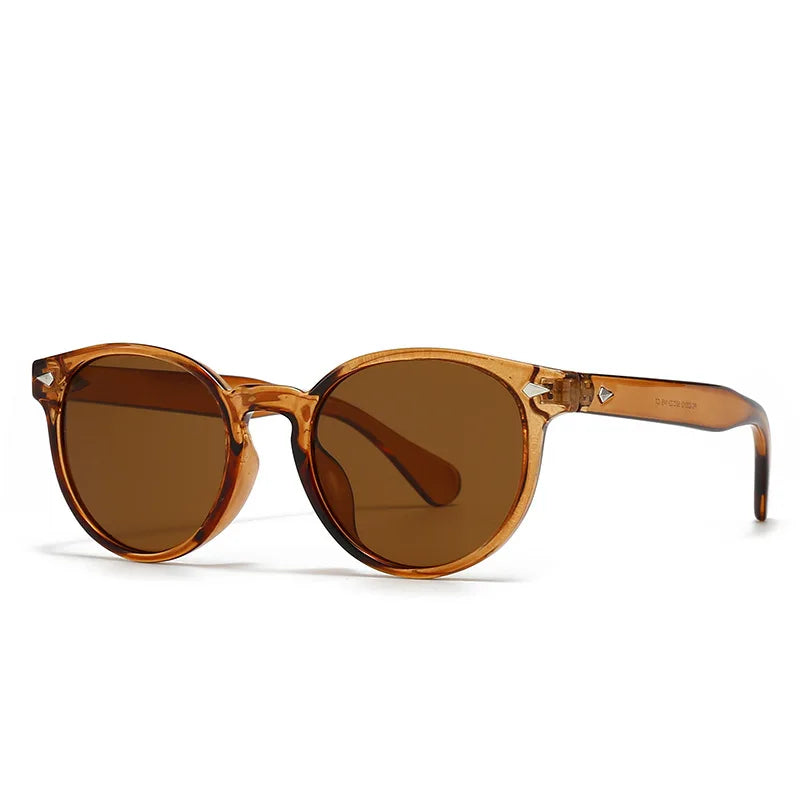 JNPCXI New Fashion Round Sunglasses Men Shades UV400 Retro Rivets Women Trending Yellow Sun Glasses Shades UV400